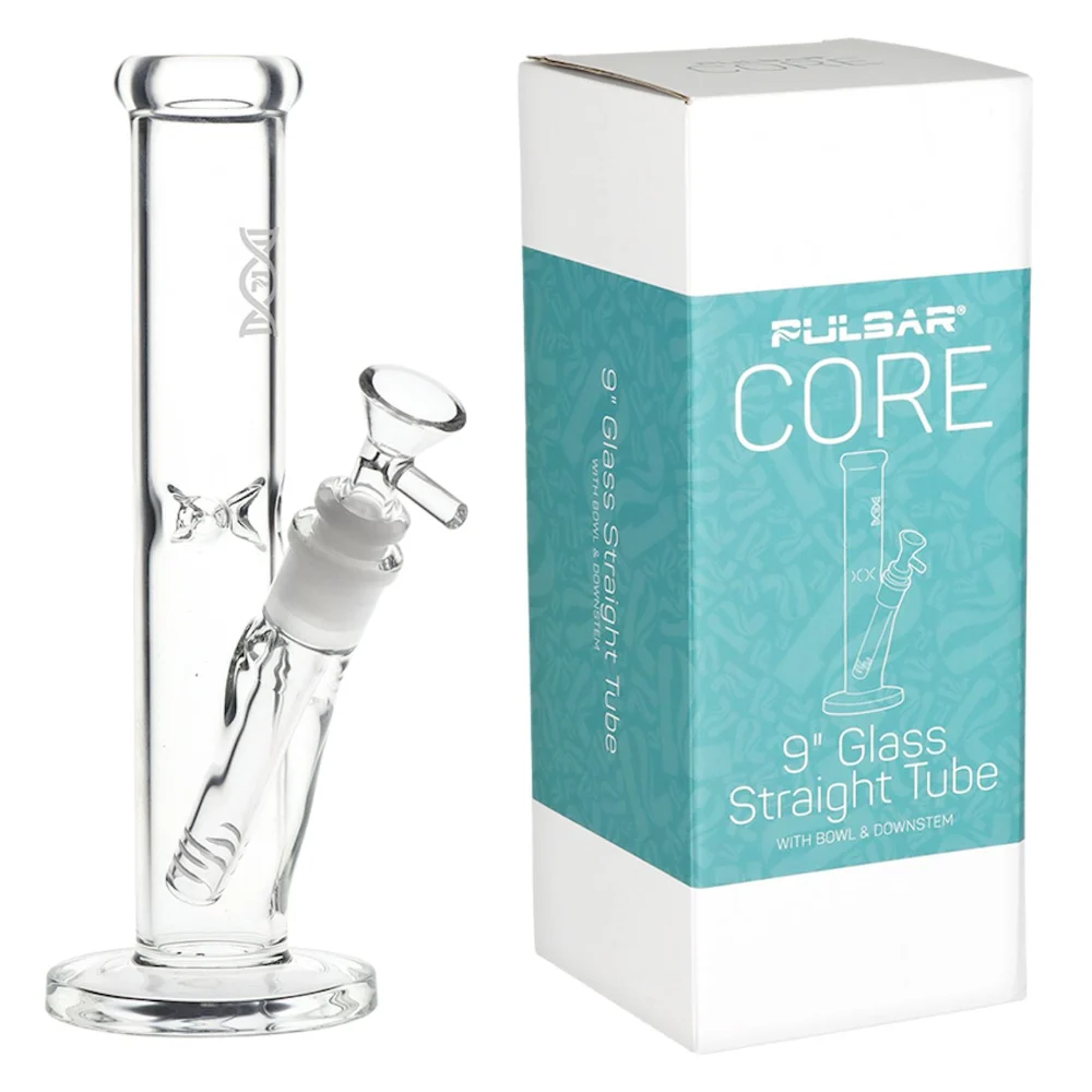 Core Straight Tube Glass Water Pipe 9" 14mm F