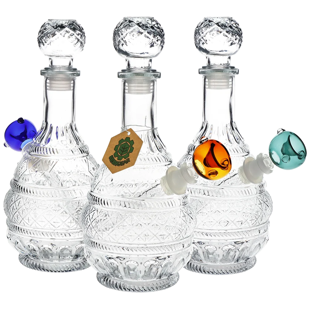 Vintage Decanter Style Glass Water Pipe 10.75" / 14mm F / Round Lotus